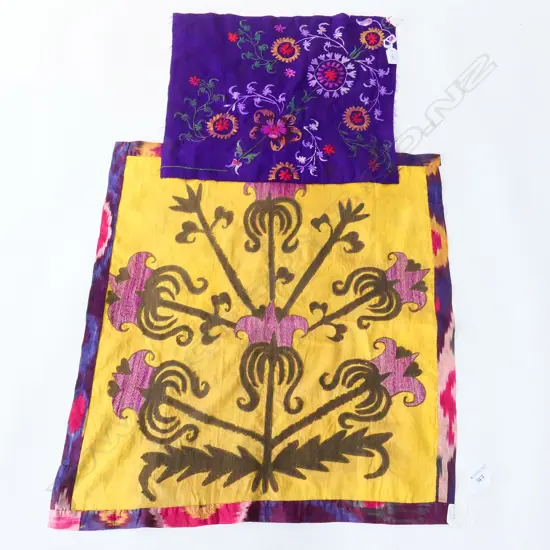 two silk suzani embroidered panels.